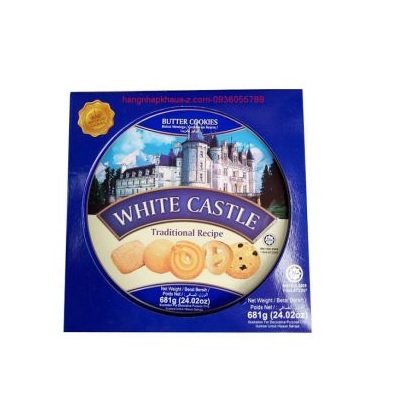 Bánh quy bơ White Castle màu xanh - Hộp thiếc tròn 681gr
